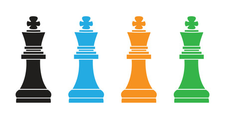 Chess King Icon Set in Multiple Colors