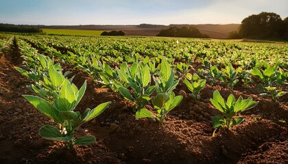green crops growing in a field