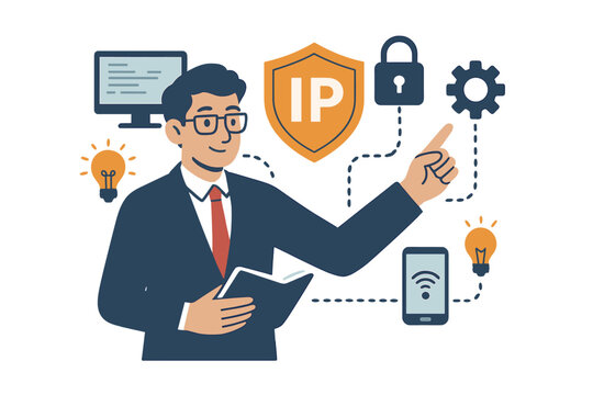 An inventive IP lawyer safeguarding intellectual property in a rapidly evolving tech landscape