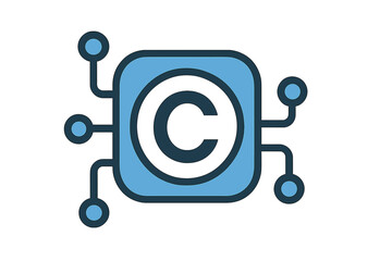 A digital-era emblem of copyright protection, serving as an intellectual property sign