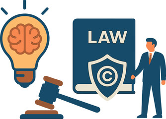 Intellectual Property: Protecting Ideas and Driving Legal Innovation&mdash;an ideal illustration of the legal facets of innovation, patent law, and the protection of creative works