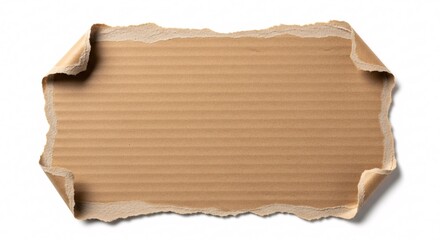 Fototapeta premium Torn cardboard with rolled edges against white background copy space