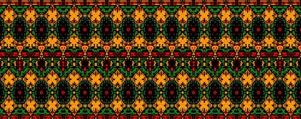 Intricate African tribal pattern Abstract red, yellow, green symbols on seamless ethnic background , abstract, repeat, africa