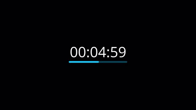 10 minutes countdown animation in 10 seconds on transparent background, ten minutes timer animation counts hour minutes seconds in 10 seconds with alpha channel, ten minutes Countdown 4k video
