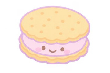 Cute cartoon cookie sandwich character smiling