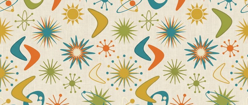 Retro Mid Century Modern Atomic Age Seamless Pattern Background