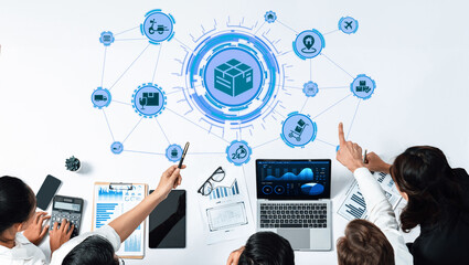 Goods delivery tracking icons show shipping, goods delivery routes, and loEnticeics monitoring....