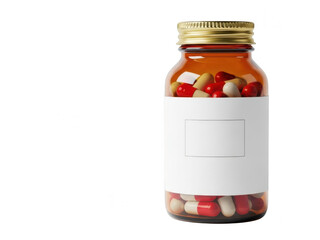 Medication bottle with pills isolated on transparent background