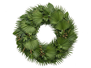 Green pine wreath isolated on transparent background