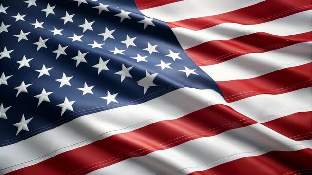 US Flag with Waving Fabric Texture Close up Seamless Loop Video