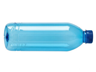 Blue plastic water bottle isolated on transparent background