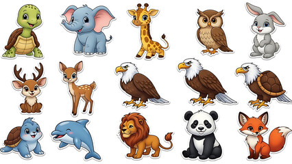 Cute cartoon baby animals vector illustration set featuring diverse wildlife characters designed for childrens books apps and educational content