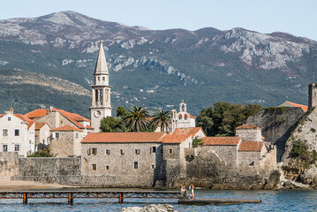 ancient 15th century St. Mary's Fortress in Budva, Montenegro. Citadel on the shore of the Adriatic Sea 