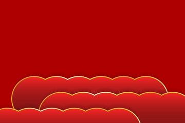 Luxury Cloud Frame on Red Background. Abstract Chinese New Year Decorative. Vector Illustration