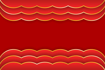 Luxury Cloud Frame on Red Background. Abstract Chinese New Year Decorative. Vector Illustration