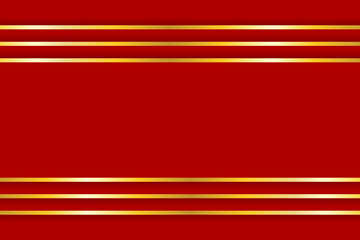 Luxury Gold Lines Frame on Red Background. Abstract Chinese New Year Decorative. Vector Illustration