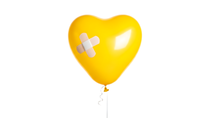 Yellow heart-shaped balloon with bandage