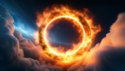 a blazing ring of fire and energy is seen in the clouds