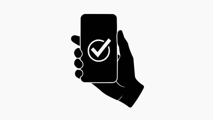 Hand holding smartphone with checkmark on screen