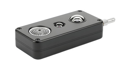 Fototapeta premium Modern Black Electronic Device with Grille and Lenses isolated on transparent background