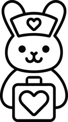 Obraz premium Cute Bunny Nurse Valentine Line Icon