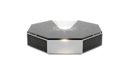 Futuristic Hexagonal Device with Glowing Center isolated on transparent background