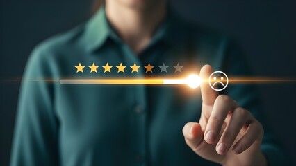 Customer satisfaction rating with five star review concept