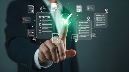 Digital approval and online verification checkmark interface