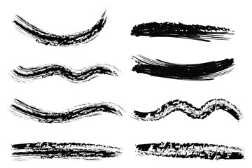 hand-drawn black brush stroke elements . set of paint stroke , ink brush, brush strokes, brushes, lines.
