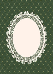 Ornate Lace Frame on Green vintage Background