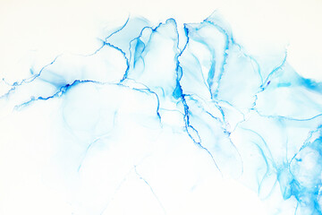 Tło alkohol ink w kolorze biało niebieskim, tło do projektu, tapeta. © Elżbieta Kaps