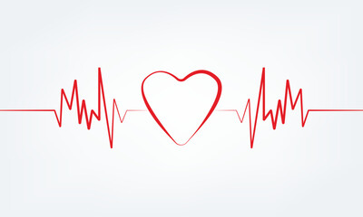 Heart Beat Line With Love Symbol Medical Concept