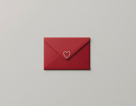 Modern love letter concept with red envelope