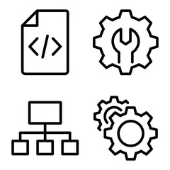  Software Icon Set Vector Line Art Design Template