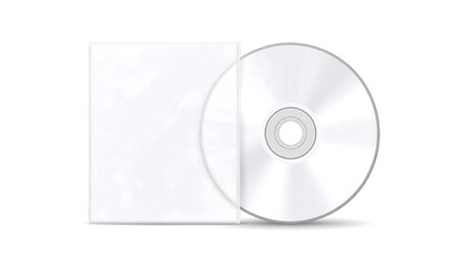 Blank CD or DVD with White Paper Sleeve Mockup.