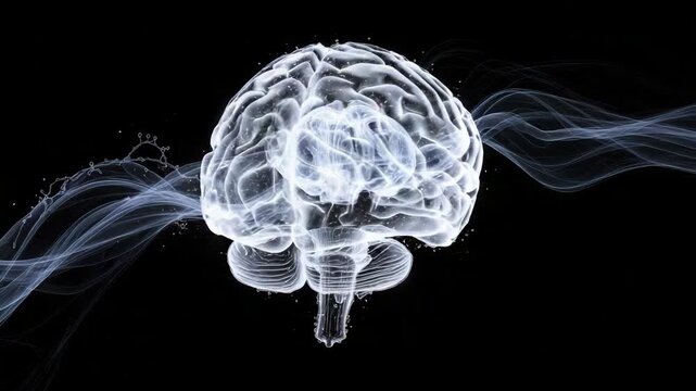 Abstract Brain Illustration with Neural Connections on Transparent Background for Medical and Scientific Use