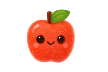 Cute red apple fruit character smiling illustration