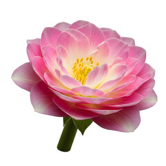 A delicate pink flower with yellow center on a black background