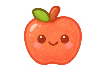 Cute red apple fruit cartoon character smiling face