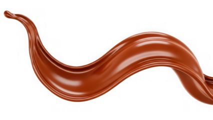 Smooth flow of rich brown chocolate on a white background with food and dessert and sweet and delicious and isolated and gourmet and liquid and closeup