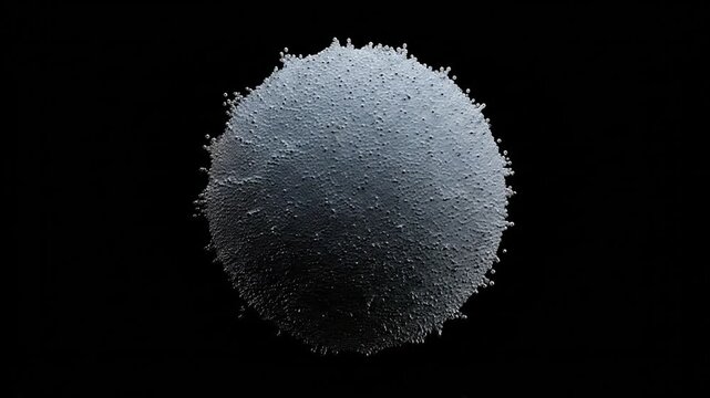 Black sphere covered in tiny iron particles reacting to a magnetic field. Ferromagnetic fluid forming sharp peaks in an abstract animation