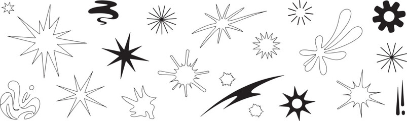 Collection of various comic book style explosion and burst effects on white background © MR JOKER