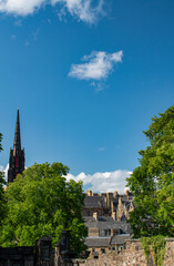 Edinburgh, Scotland, United Kingdom: roofs, palaces and the old town skyline, a glimpse of the ancient capital city