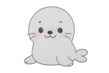 Cute smiling baby seal character illustration on transparent background