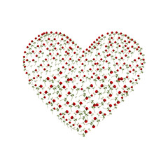 Heart Shape Made of Red and White Roses with Leaves