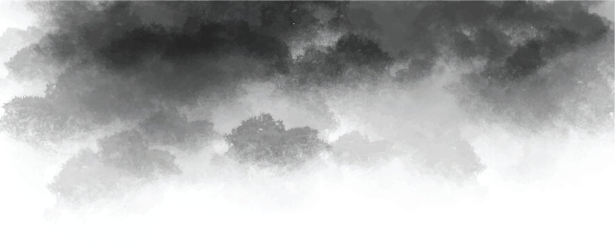 Dark stormy clouds on transparent background with gray gradient smoke effect for design and decoration with graphic and resource and dramatic