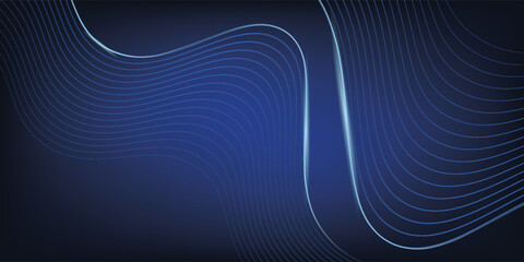 Dynamic abstract blue wave lines on dark background.