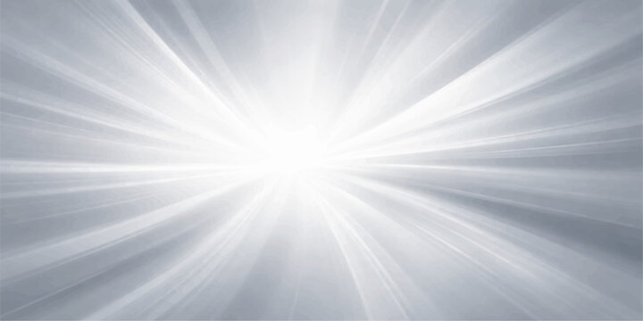 An abstract light burst design featuring bright blue sun rays and sunlight flares shining through a summer sky backdrop create a glowing nature illustration of a sunny day sunrise beam