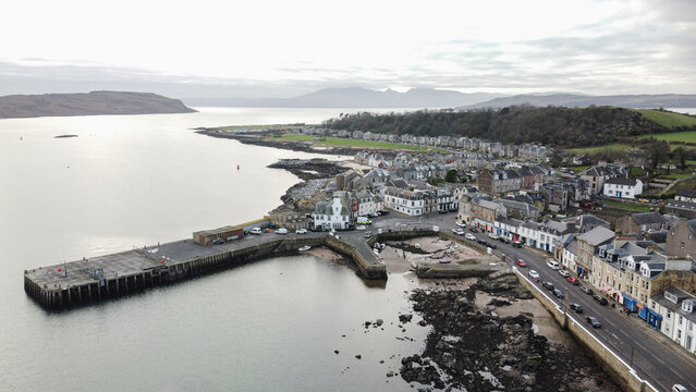 The Firth of Clyde in Scotland and the town of Millport, Great Cumbrae