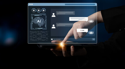A user interface of a conversational AI platform. A user interacts with an intelligent chatbot by typing prompts to receive support and information from the digital brain. Fermion
